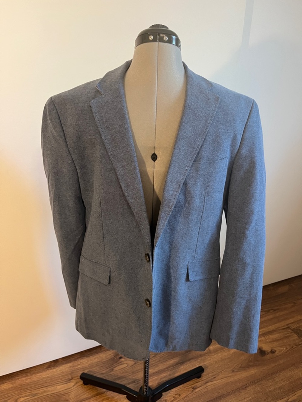 Joseph Abboud Blue-Striped Lined Blazer Collar